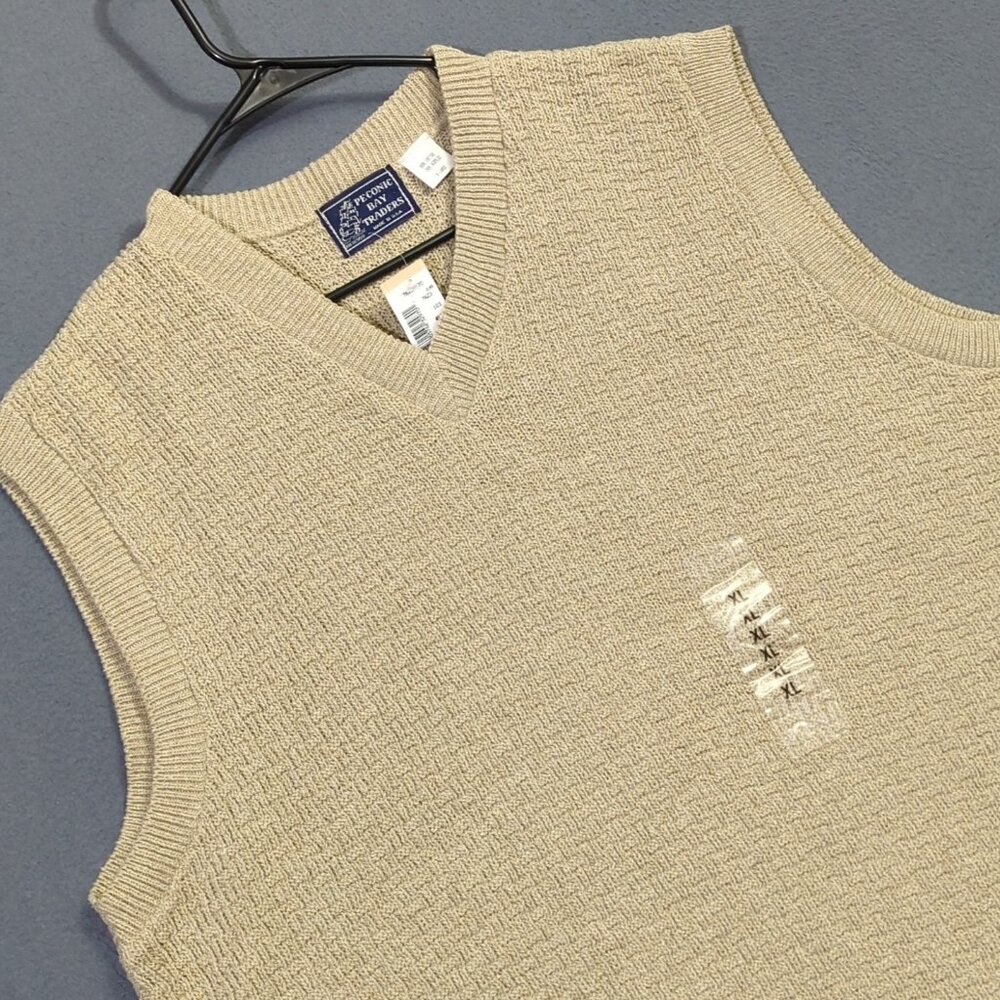 Peconic Bay Traders VTG Sweater Vest Men's XL Brown V Neck Pullover NWT